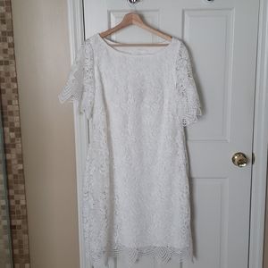 Anthropologie Ivory Lace Dress sz16W NWT